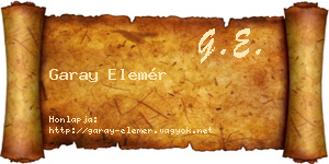 Garay Elemér névjegykártya